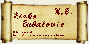 Mirko Bubalović vizit kartica